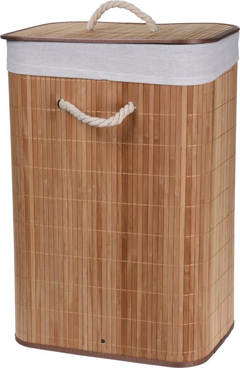 Goedkoopste Bruine bamboe wasmand 60 liter - Wasmanden/wasgoedmanden - Huishoudelijke producten/artikelen - Huishouden