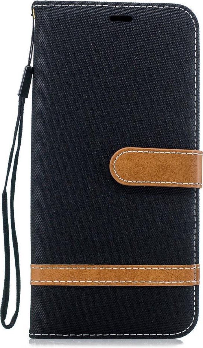 Denim Book Case - Geschikt voor Samsung Galaxy J4 Plus (2018) Hoesje - Zwart