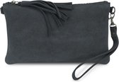 Charm London Brixton Suede Leren Clutch / Avondtasje - Zwart