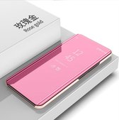 Clear View Mirror Stand Cover voor OnePlus 6 _ Roze Goud