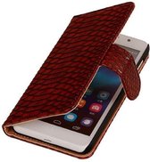 Mobieletelefoonhoesje.nl - Huawei Ascend Y300 Hoesje Slang Bookstyle Rood