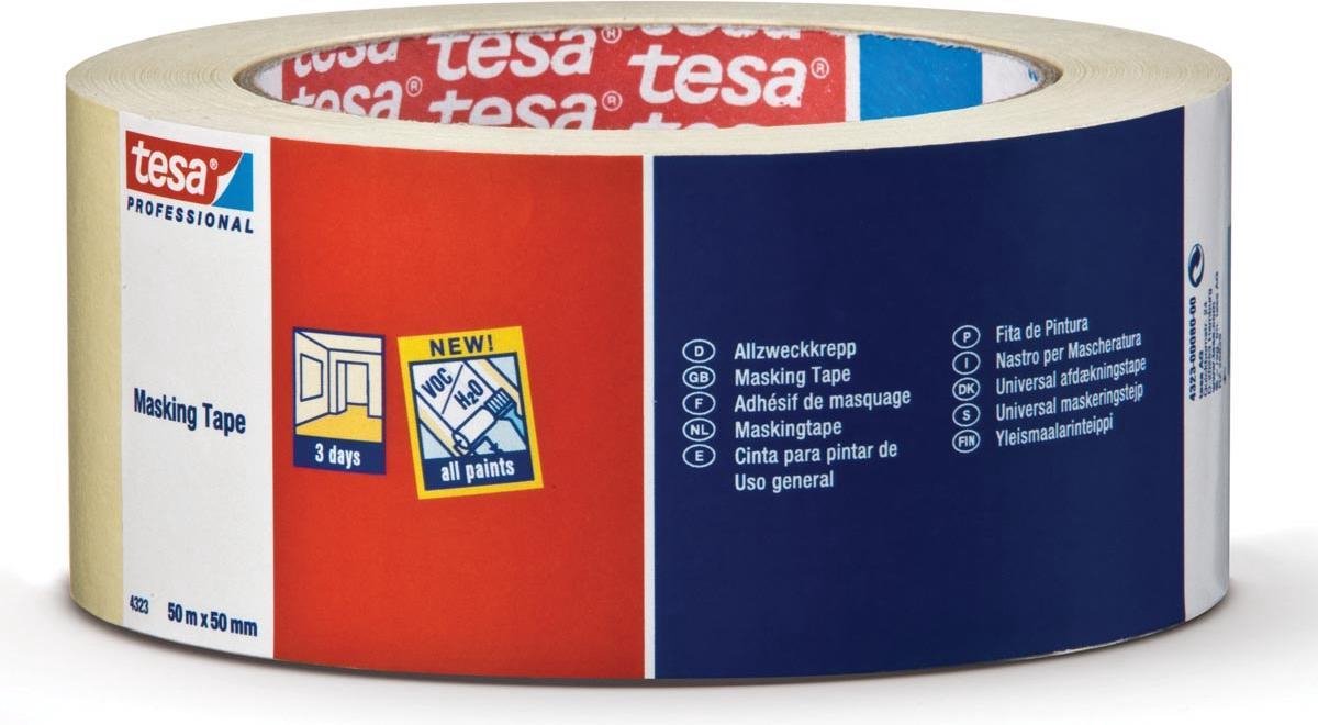 HASKYY Afplakband schilderstape maskeertape 2 rollen 50mm x 50m voor