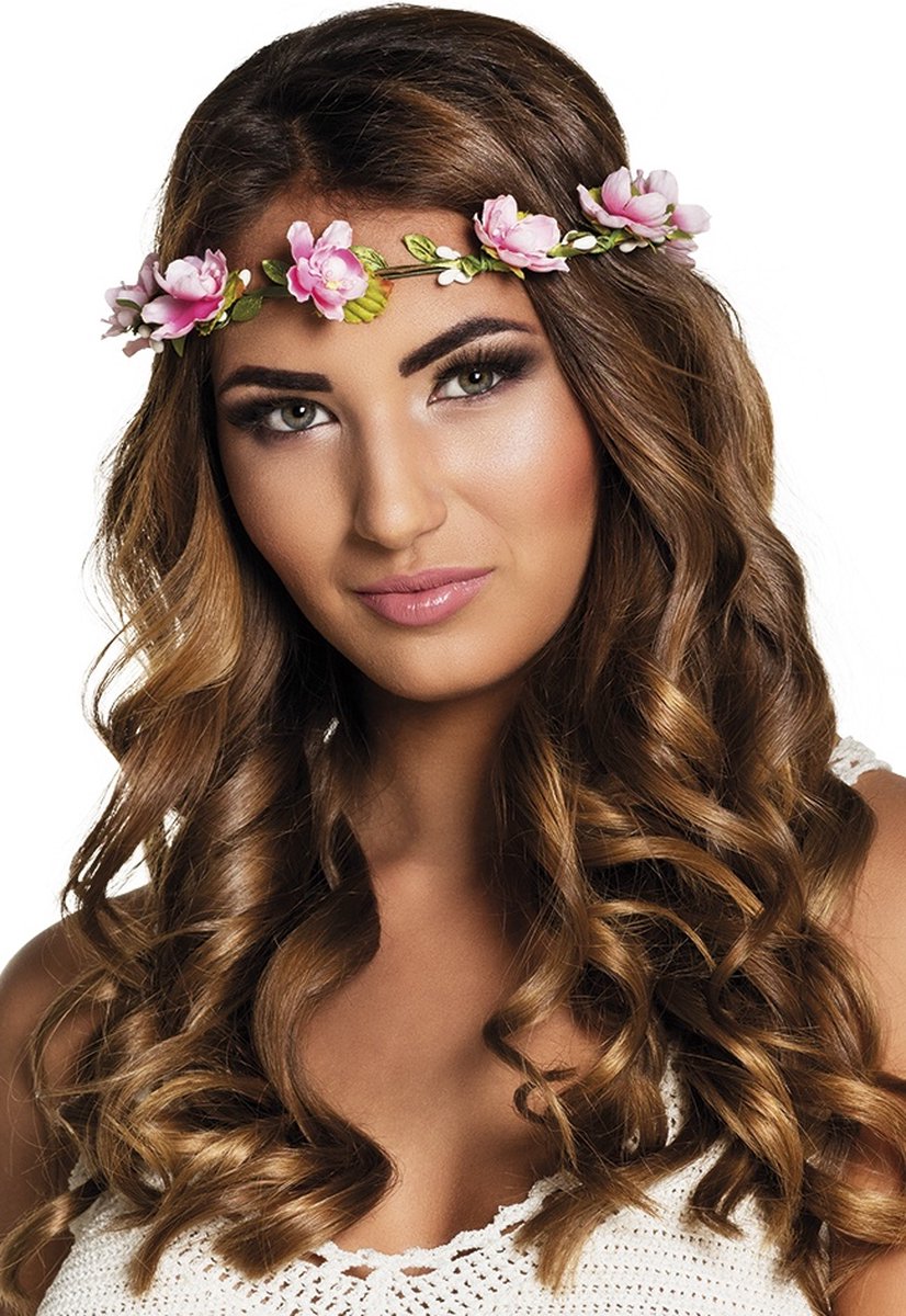 Boland - Hoofdband Mallorca Roze - Één maat - Volwassenen - Vrouwen - 60's & 70's - Hippie & Flower Power - Hawaii - Ibiza - Bohemian - Festival — afbeelding 9