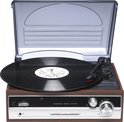 Denver VPR-190 / Retro platenspeler met radio functie / FM Radio / AUX aansluiting / Koptelefoon functie / Zilver
