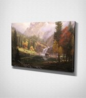 Waterfall - 30 x 40 cm - Landschap - Schilderij - Canvas - Slaapkamer - Wanddecoratie  - Slaapkamer - Foto op canvas