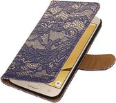 Blauw Lace booktype wallet cover cover voor Samsung Galaxy J2 2016