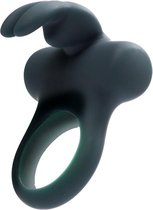 Vedo – Frisky Siliconen Koppel Penis Ring met Bunny Oren en Vibratie voor Duo Genot – 7.5 cm – Zwart
