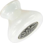 AVENUE meubelknop Orne rond porselein met tin met bloem Ø 38mm | WIT