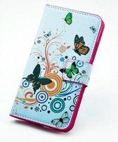 Iphone 4 4s agenda hoesje tasje wallet vlinder kleuren