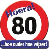 Huldeschild hoera 80 jaar 50x50cm