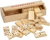 Houten domino spel in kistje - 28x dominostenen - Gezelschapsspel - Familiespel