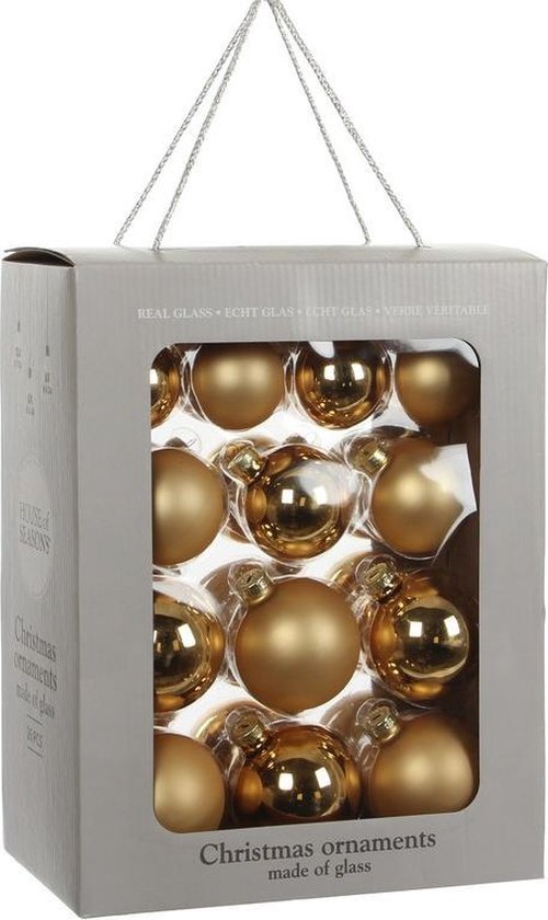 26x Gouden glazen kerstballen 7 cm - Glans/mat - Kerstboomversiering goud |  bol.com