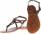 L'Atelier Tropezien - sandalen - maat 39 - dames - zwart - oranje - leder