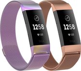 Adge® Milanese bandjes - Fitbit Charge 3 - 2-pack - Small