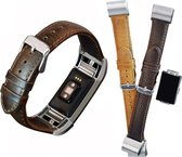 AA Commerce Leer bandje Geschikt Voor Fitbit Charge 2 - Donker Bruin - Small