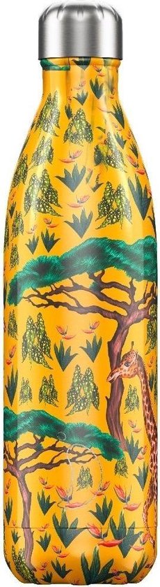 Chilly's Stainless Steel Drinkfles - 750ml - RVS - Tropical Giraffe