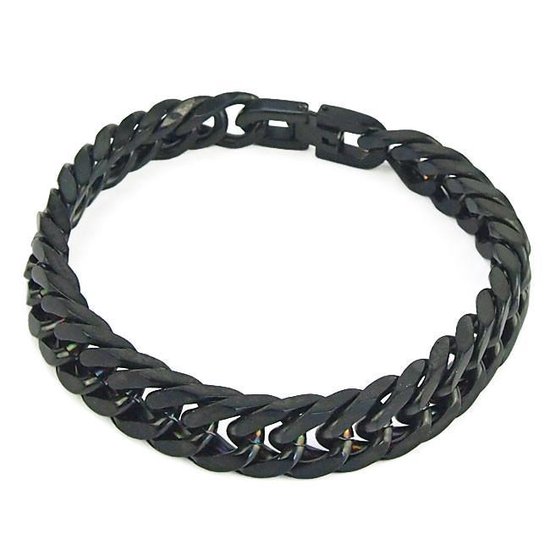 Zwarte Stalen Schakel Armband Heren 21 cm | bol
