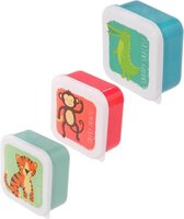 Dierentuin dieren - Lunchbox set van 3 stuks - broodtrommel - lunchtrommel
