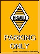 Renault Parking Only.   Metalen wandbord in reliëf 20 x 30 cm.​