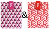 Boc'n'Roll Foodwrap herbruikbaar Boterhamzakje - Tiles Pink en Red