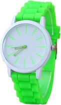 Fako® - Horloge - Siliconen - Stripes - Fluo Groen