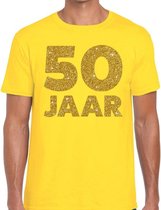 50 Jaar goud glitter verjaardag t-shirt geel heren 2XL