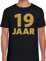 19 jaar goud glitter verjaardag kado shirt zwart heren S