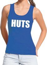 HUTS tekst tanktop / mouwloos shirt blauw dames - dames singlet HUTS XL