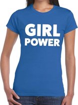 Girl Power tekst t-shirt blauw dames XL