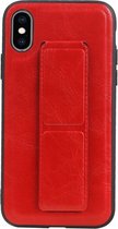 Grip Stand Hardcase Backcover voor iPhone XS / X Rood