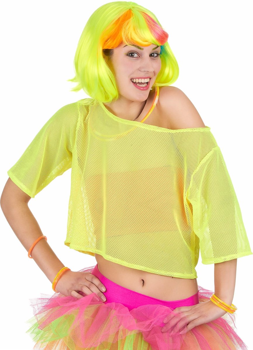 Fluo geel jaren 80 t-shirt voor vrouwen - Verkleedkleding - One size" |  bol.com