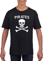 Piraten verkleed shirt zwart jongens en meisjes - Piraten kostuum kinderen - Verkleedkleding 110/116