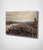 River Port - Painting Canvas - 60 x 40 cm - Schilderij - Canvas - Slaapkamer - Wanddecoratie  - Slaapkamer - Foto op canvas