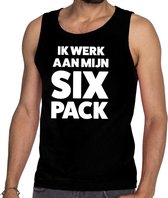 Ik werk aan mijn SIX Pack tekst tanktop / mouwloos shirt zwart heren - heren singlet Ik werk aan mijn SIX Pack S