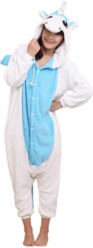 Blauwe Eenhoorn Onesie Verkleedkleding - Volwassenen & Kinderen - XS (1.40 - 1.46 cm)