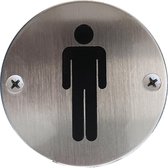 AVENUE pictogramme toilettes hommes gravé en inox rond Ø 75mm