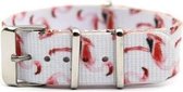 Premium Design Print Flamingo - Nato strap 18mm - horlogeband Wit Roze