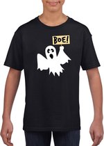 Halloween spook t-shirt zwart kinderen M (134-140)
