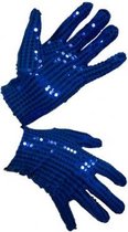 Handschoen blauw pailletten rondom