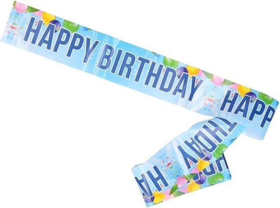 Verjaardag afzetlint/markeerlint/slinger blauw Happy 10 meter - Feest en... | bol.com