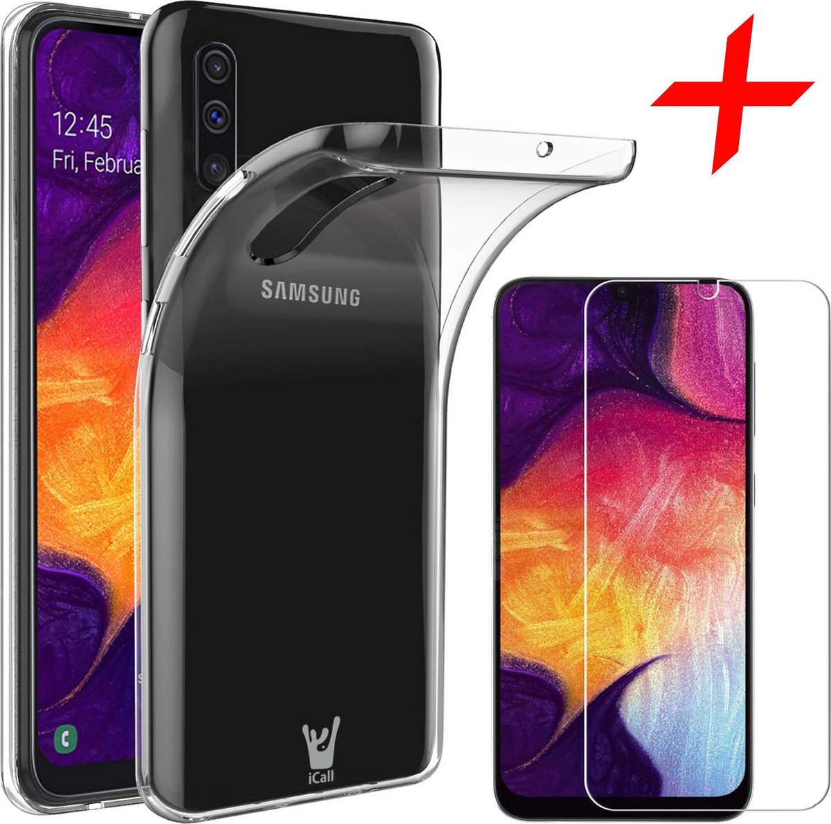 Hoesje geschikt voor Samsung Galaxy A50 Hoesje - Transparant + Screen Protector