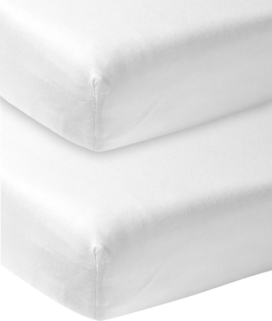 Meyco Baby Uni hoeslaken co-sleeper - 2-pack - white - 50x90cm