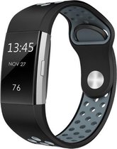 YONO Sport Bandje Zwart en Grijs geschikt voor Fitbit Charge 2 – Siliconen Luchtdoorlatende Armband
