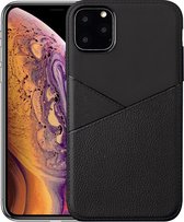 iPhone 11 Pro Max hoesje, gel case half lederlook, zwart | GSM Hoesje / Telefoonhoesje Geschikt Voor: Apple iPhone 11 Pro Max