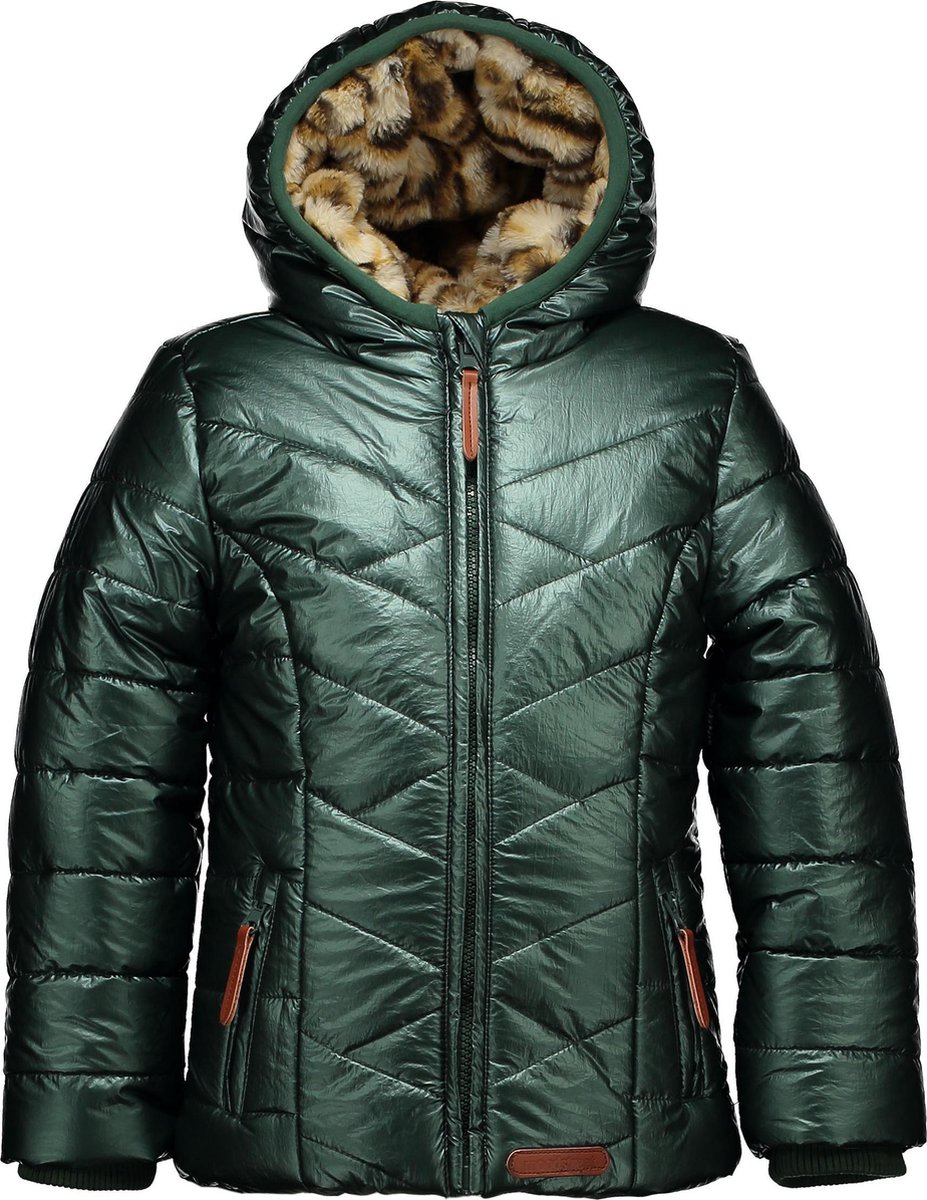 Moodstreet Meisjes Winterjas glimmend Petrol Maat 146 152 bol