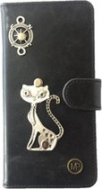 MP Case® PU Leder Mystiek desing Zwart Hoesje voor Apple iPhone 6/6s Kat Figuur book case wallet case