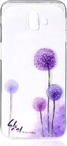 Shop4 - Samsung Galaxy J6 Plus Hoesje - Zachte Back Case Paardenbloemen Transparant