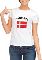 Wit dames t-shirt met vlag van Denemarken S