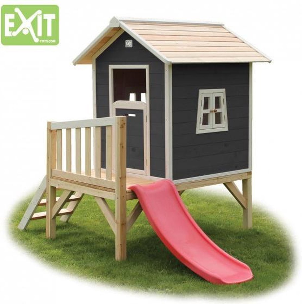 Oost verbergen bende Speelhuis EXIT Beach 300 Houten speelhuisje zwart met glijbaan - Limited  Edition | bol.com