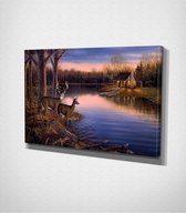 Wild Deer - Painting Canvas - 100 x 70 cm - Schilderij - Canvas - Slaapkamer - Wanddecoratie  - Slaapkamer - Foto op canvas